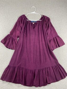 Blue Rain Plum Purple Peasant Dress